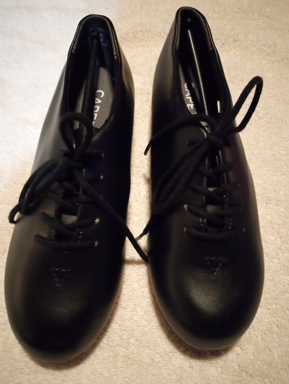 Tap Shoes Sz 3 W New Black Lace-Up Leather With Taps